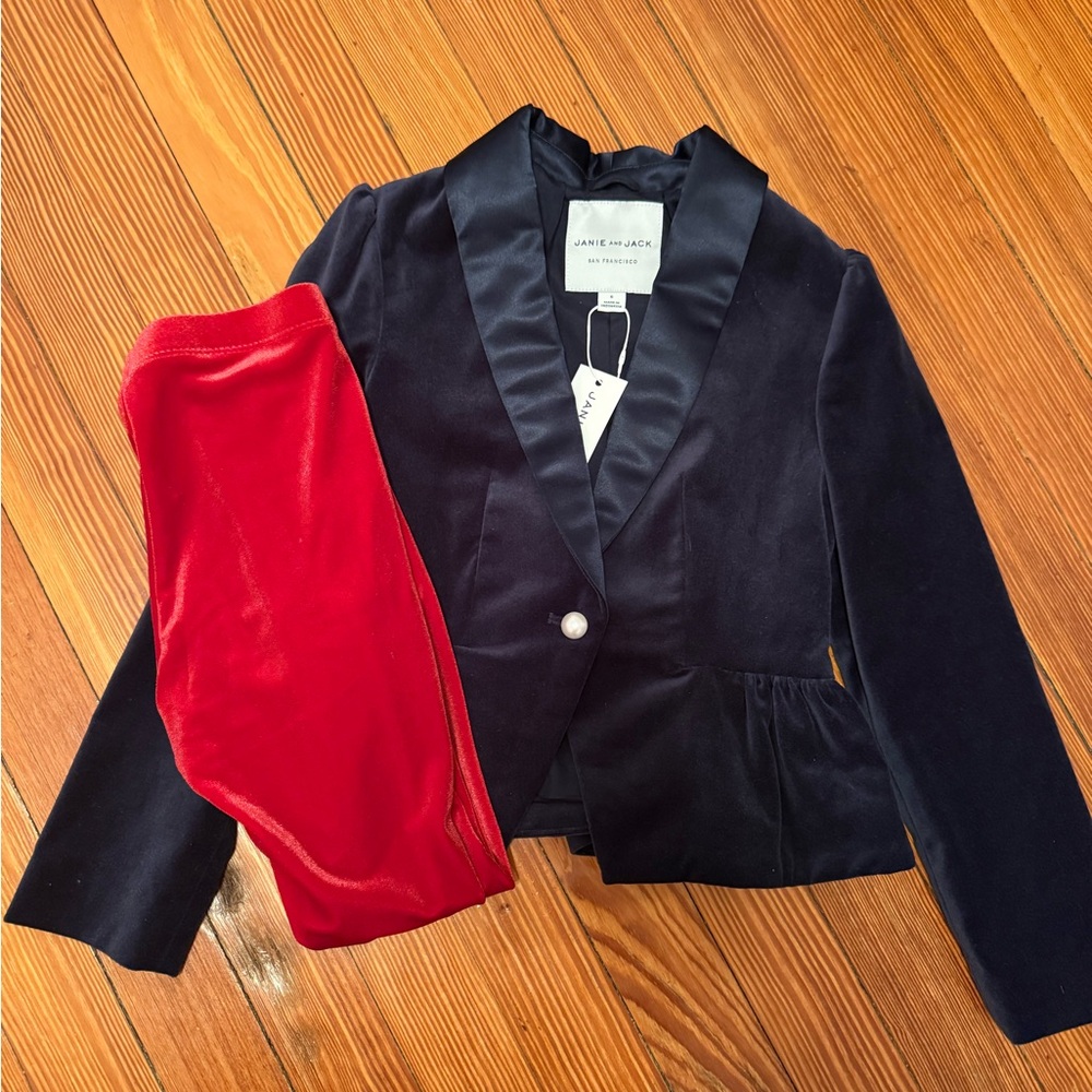 Janie and Jack Navy Blazer with Red Pants